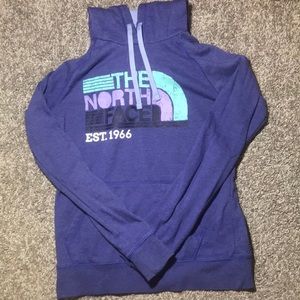 The North Face purple hooded sweatshirt